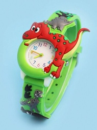 恐龍暴龍可愛3d石英手錶,適合兒童,經典石英學習手錶