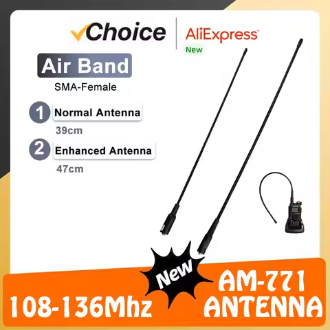 AM-771 Walkie Talkie SMA-Female Antenna 108-136Mhz Air Band Soft Whip Antenna For Quansheng UV-K5 UV