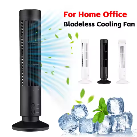 LED Tower Fan Bladeless Cooling Fan 2 Gear Speed Mini Vertical Conditioner Portable Stand Up Tower F