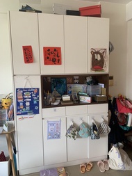 White Storage Cabinet with Drawers and Shelves