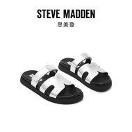 รองเท้าแตะส้นหนา Steve Madden สำหรับผู้หญิง ทรงส้นเตี้ย หัวรองเท้าเปิด ส้นเตี้ย หนังวัว กันน้ำ ฤดูร้