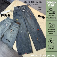 QC women's wide-leg jeans with full mushroom embroidery, length 87cm + 97cm, size SML Shop Nhi (7242