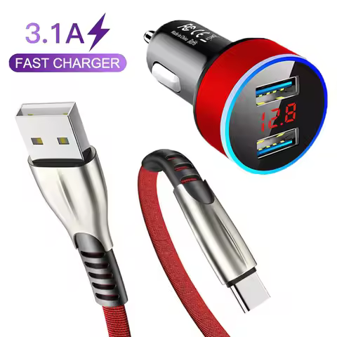 3.1A Dual USB Car Charger For Huawei P40 P30 P20 Mate 10 20 Pro Lite Honor 9X 10X Lite Fast Charge T