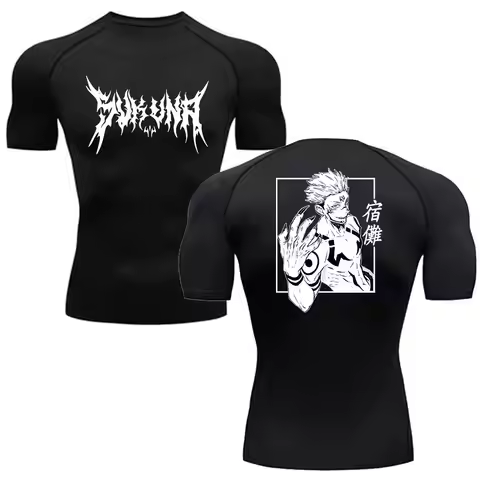 Anime Jujutsu Kaisen Compression Shirt Men Fitness Gym Sport Running T-Shirt Rashgard Tops Tee Quick