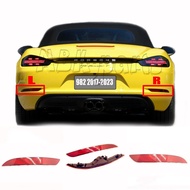 Rear 2in1 Fog Reflector for 17-23 Porsche 982 Fit 718 Cayman Boxster Turbo S GTS Base Convertible Bu