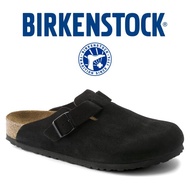 [Birkenstock]ORIGINAL 100% Boston Soft Footbed Suede Leather - Black / Original Unisex Sandal Slop