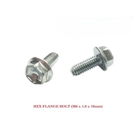 10PCS HEX FLANGE BOLT (M6 x 1.0 x 16mm)