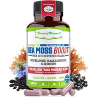 Power By Naturals Sea Moss Advanced with Black Seed Oil & Elderberry Capsules - Certified Organic Ir