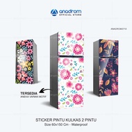 Aesthetic Refrigerator Door Sticker | 2-Door Refrigerator Door Sticker | Flower Motif Refrigerator D