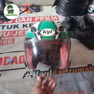 HELM HALF FACE KYT DJ MARU MOTIF HIJAU PUTIH ORI SECOND