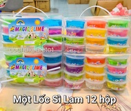 Set 12 hộp sì lam slime chất nhờn ma quái cho bé nhào nặn đồ chơi chất lỏng đủ màu (nguyên lốc giá r