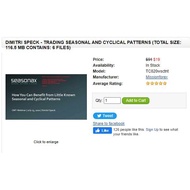 DIMITRI SPECK - TRADING SEASONAL AND CYCLICAL PATTERNS (TOTAL SIZE: 116.5 MB CONTAINS: 6 FILES)