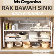 UPGRADED VERSION 1L & 2L Extendable Stainless Steel Under Sink Rack Kitchen Organizer  Shelf Rak Baw