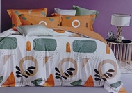 Vhepra Sprei Bahan Katun Jepang Motif Kotak Segitiga Lingkaran Abstrak - Toko Warna Warni