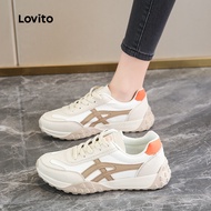 Lovito Sporty Plain Colorblock Commute Ultra Light Walking Shoes Athleisure Street Style Sneakers fo