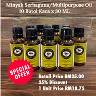 Minyak Serbaguna (Multi Purpose) 10 botol kaca x 30 ml Harga Borong (HQ Moncah Affiliate Wholesale Price Wanted)