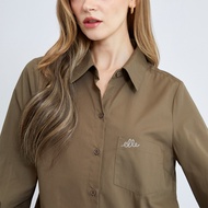 ELLE เสื้อเชิ๊ตสตรีผ้า COTTON แขนยาว ทรงBASIC กระเป๋าอกรีดเพชรโลโก้ ELLE รุ่น W3B223 (มีให้เลือก 2 สี)