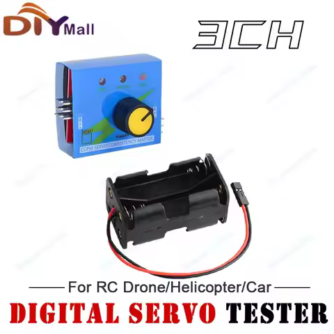 DIYmalls 4xAA Battery Case + 3CH Digital Servo Tester ESC/CCPM Master Controller for RC Cars/Drone/H