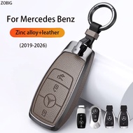 ZOBIG Zinc alloy+leather Mercedes Benz Key Cover Case Fit for 2019-2026 Mercedes Benz A C E S class 