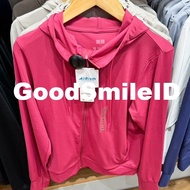 jastip women airism jaket mesh hoodie uv protection wanita uniqlo - pink11 s