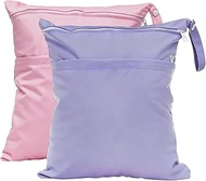 Wetbag Wet Bag Waterproof Pack of 2 Wet Pocket Cloth Nappy Bag with Two Zip Pockets Large for Baby, 