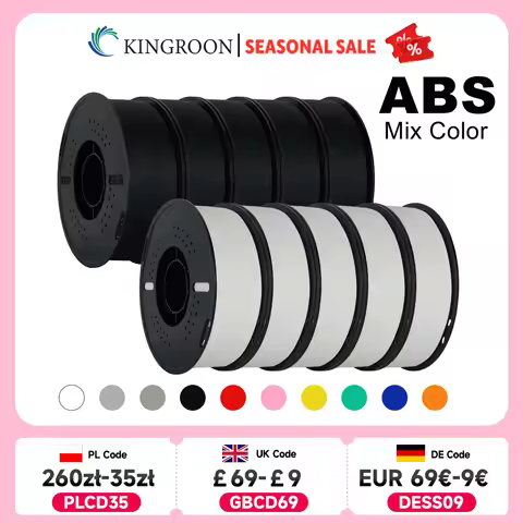 KINGROON 5KG(11LBS) ABS Filament 1.75mm High Strength Toughness 3D Printer Material Black White Mult