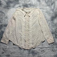 Authentic Abercrombie & Fitch Shirt White Polka Dot Pattern (Polka Dot) Decorated With Ruffles And B
