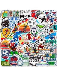 50入組足球圖案貼紙適用於筆記本,滑板,行李,水瓶,車,運動,塗鴉裝飾用品