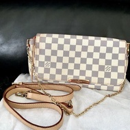 Ala LV Favorite MM Damier Azur GHW Kulit Asli Vintage Preloved