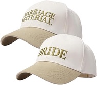 Pop Fizz Designs | Beige Hat | Marriage Material and Bride | 2 Pack for Bachelorette Party