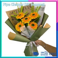 300psc30cmlengthColorful Fuzzy Wire Bouquet Flower Pot DIY Chenille Stem Handmade Tools