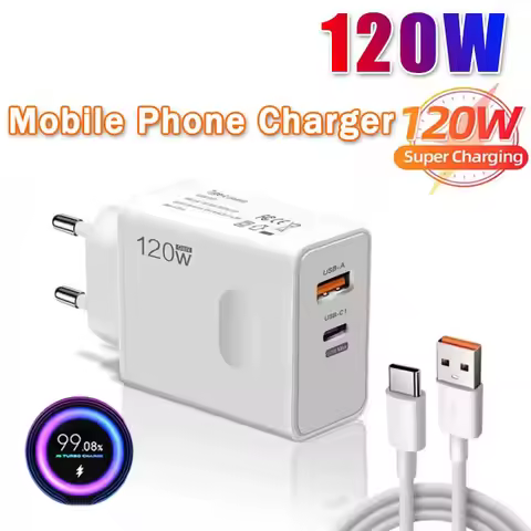 120W Super Fast Charging GaN Head Flash Charging EU US UK Mobile Phone Charger Suitable For Apple Hu