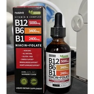 Vitamin B12 Raspberry Liquid Supplement Drops with B6 B1 Niacin & Folate - Edible Support for Energy