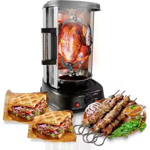 NutriChef Countertop Vertical Rotating Oven - Rotisserie Shawarma Machine, Kebob Machine, Stain & He