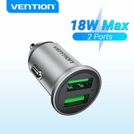 Vention Car Charger adapter Dual USB 30W/18W Quick Charge 3.0 USB  Metal Car charger Fast Charging for iPad Pro iphone 14 Pro Max Samsung S22 HuaWei P30 P40 Vivo RedMi XIAOMI Phone Charging in Car car usb port socket usb port hub for car wireless charger