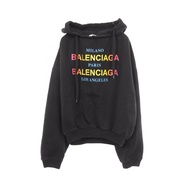 [Used] Balenciaga BALENCIAGA Hoodie Rainbow Logo Black Cotton Pullover Hoodie Women's Used B