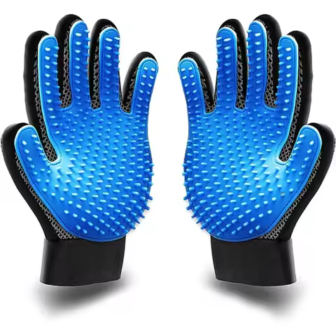 Pet Grooming Kit for Dog Cat Rabbit Fur 2 Sided Grooming Brush Bath Cleaning Glove De-Shedding De-Ma