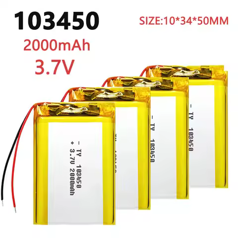 2000mAh 103450 3.7V 2000mAh Polymer Lithium Rechargeable Battery for Camera GPS Navigator MP5 Blueto