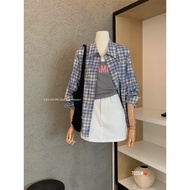 Jia 7055 Plaid Shirt Set