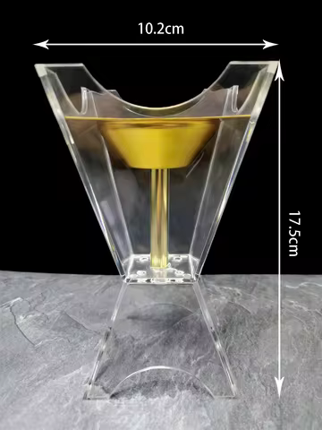 A handmade plexiglass incense burner, large size, four-sided transparent element incense burner, sim