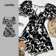 Lovito Boho Floral Zipper Jumpsuit for Women L123ED173