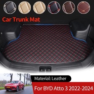 for BYD Atto 3 Yuan Plus 2022 2023 Car Boot Liner Cargo Leather Rear Trunk Mats Luggage FLoor Tray Waterproof Carpet Accessories