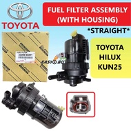 GENUINE Toyota Vigo Kun25 Diesel Fuel Filter Assy (WITH HOUSING) (STRAIGHT) Hand Pump With Filter 23