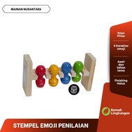 Wooden educational toys | 4 character emoji worth stamp