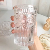Set of 6 Cups, Heat Resistant Glass Cups, Set of 6 glass cups with sunflower motifs (rimmed type) Eu