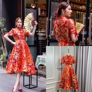 เดรสกี่เพ้าผ้าทอลายมังกร BT STUDIO