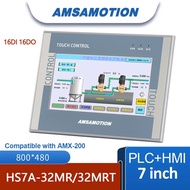 AMSAMOTION 7 Inch HMI PLC All in One  AMX-S7-200 MR0701NE Ethernet Monitor 16DI 16DO 4AI 2AO CNC Con