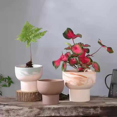 Two Color Pots for Plants Flower Pot Ceramic Balcony Large Red Pottery Flower Pot Balcony Decoration