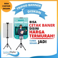 Tripod Banner 2 sisi Standing Banner 2 m Tripod Stand Banner Tiang Banner Hitam Besi Asli Import