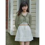 - Green Elf Lace Short Laced-Up Blouse Jacket